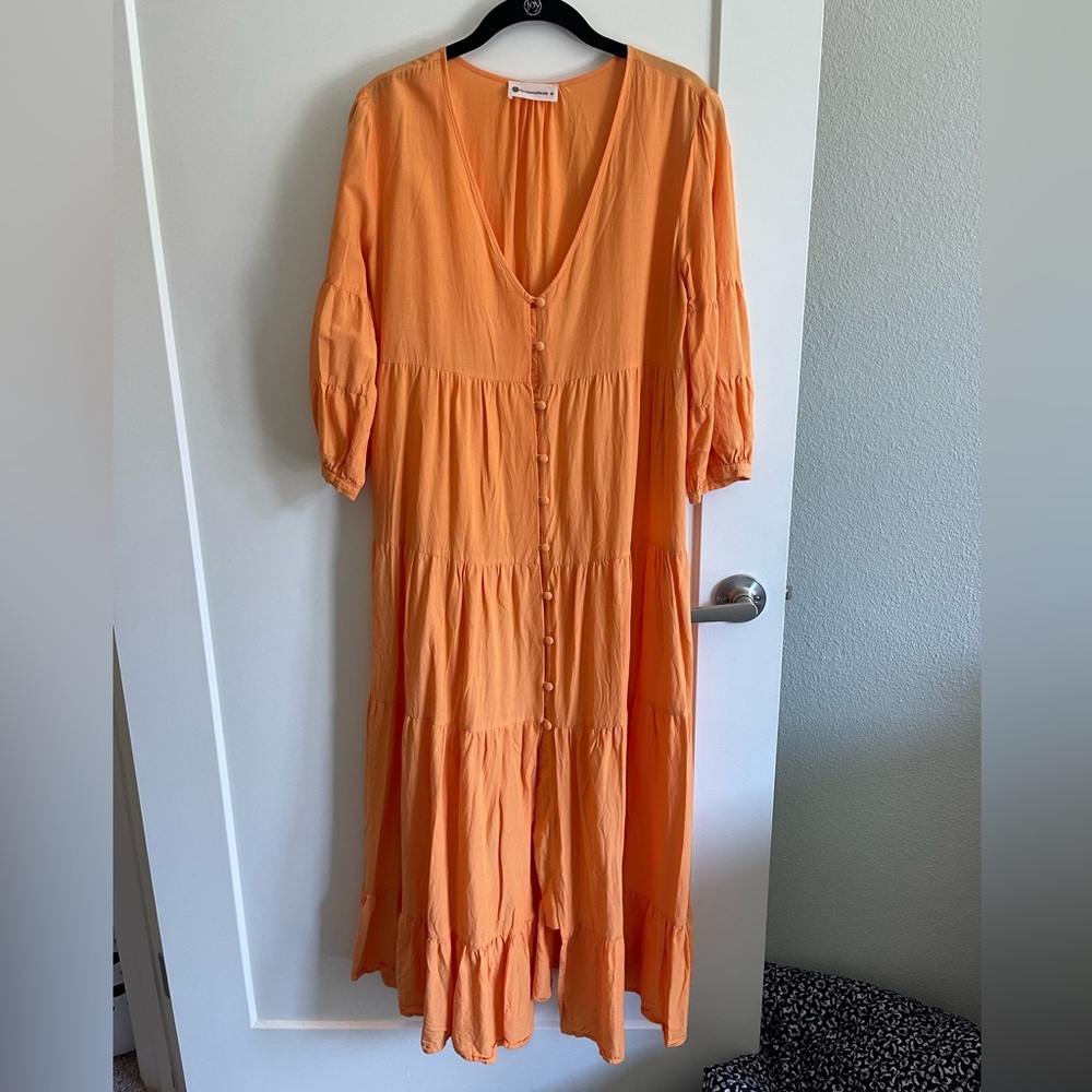 Orange Tiered Maxi Dress, Worn once